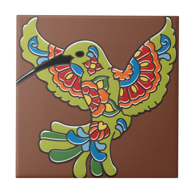 carreaux d'oiseaux tropicaux colorés (Devant)