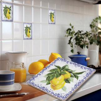 Carreaux en céramique avec citrons Toile Bleue