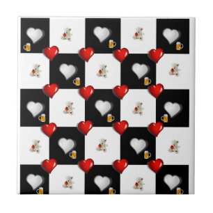 Carreaux en céramique Blanc Noir À damiers Bière T