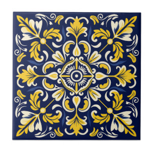 Carreaux en céramique bleu et jaune mexicain - Car