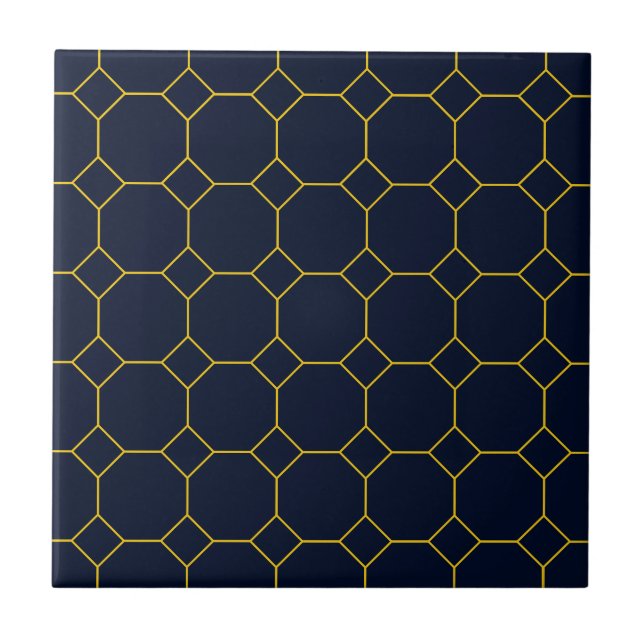 Carreaux en céramique bleu marine et jaune octogon (Devant)