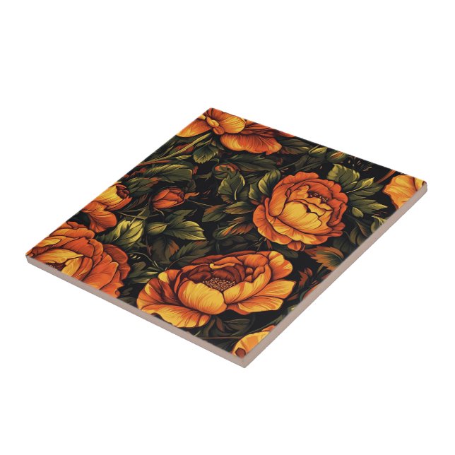 Carreaux En Céramique Chic Floral Rose Pour Cuisin (Côté)