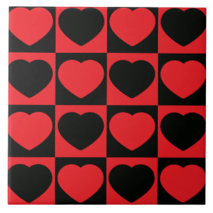 carreaux en céramique de coeurs noir et rouge