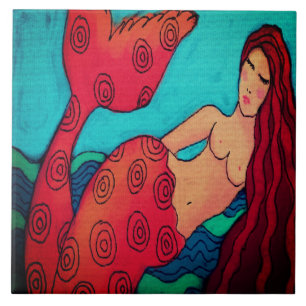 Carreaux en céramique de sirène rouge Haired