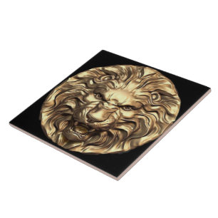Carreaux en céramique de tête de lion doré
