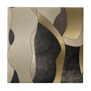 Carreaux en céramique d'or et d'art moderne noir