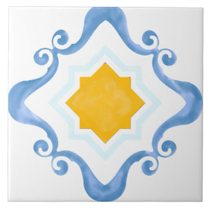 Carreaux en céramique jaune et bleu