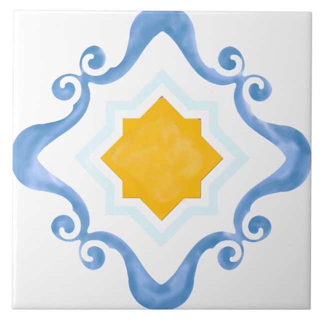 Carreaux en céramique jaune et bleu (Devant)