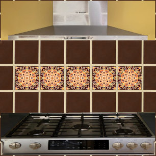 Carreaux en céramique marron géométrique, or & ora