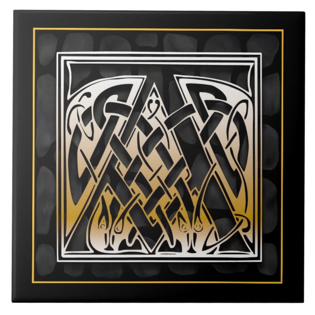 Carreaux en céramique Monogram Celtic Black Stone (Devant)
