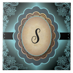 Carreaux en céramique Monogram dentelle Turquoise 