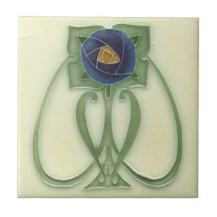 Carreaux en céramique - Reproduction Rose bleu Vin