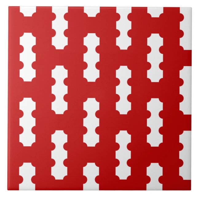 Carreaux en céramique Rouge Blanc Motif XXI (Devant)