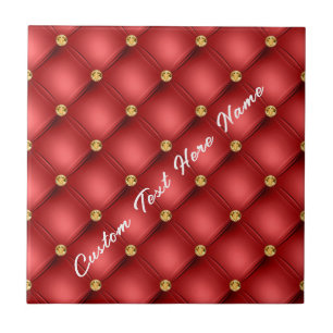 Carreaux en céramique rouge et or avec texte perso