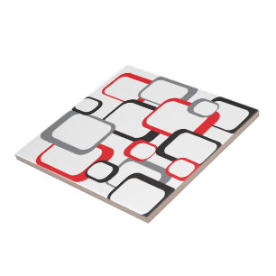 Carreaux en céramique rouge noir gris blanc rétro 