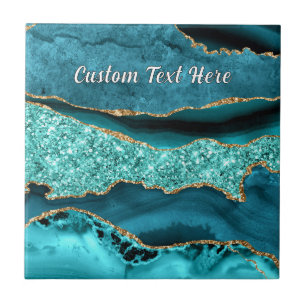 Carreaux en céramique turquoise bleu or marbre per
