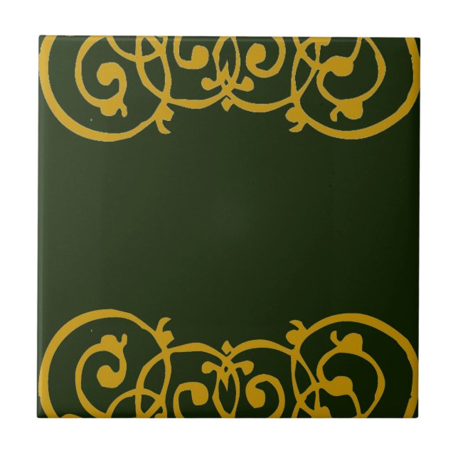 Carreaux en céramique verte avec bordure en dentel (Devant)