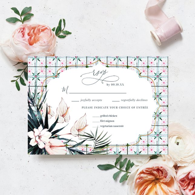 Carreaux floraux | Mariage tropical marocain RSVP (Créateur téléchargé)