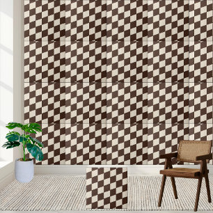 Carreaux géométriques Brown et blancs À damiers