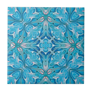 carreaux harmonieux de motifs floraux bleus et bla