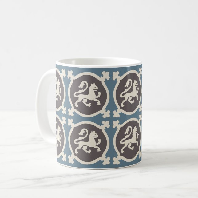 Carreaux Lion médiévaux Café Mug (Devant gauche)