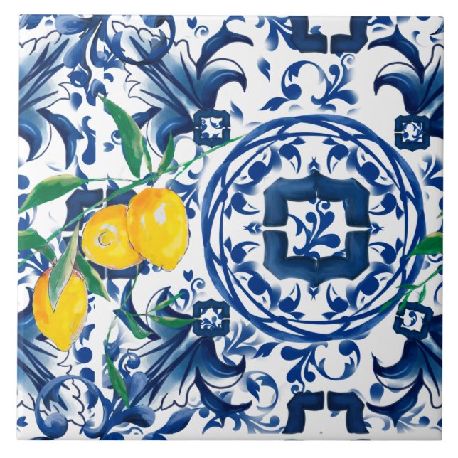 Carreaux méditerranéens, majolica, tuiles bleues,  (Devant)