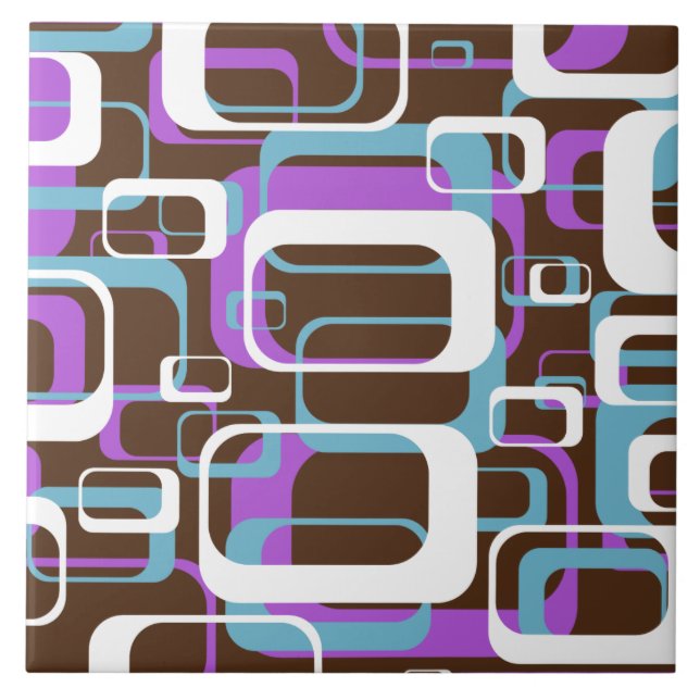 Carreaux Motifs Retro Purple Brown 60s (Devant)