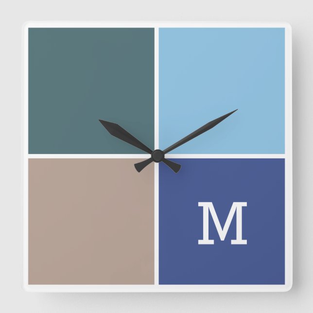 Carreaux nautiques monogramme personnalisé horloge (Recto)