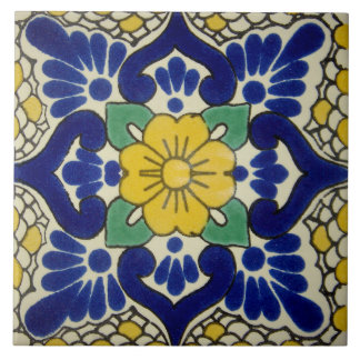 Carreaux photo en céramique bleu et jaune espagnol