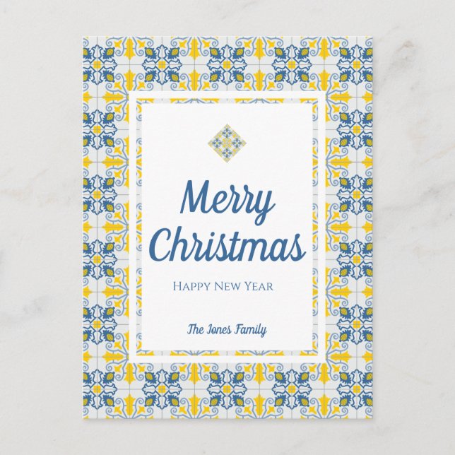 Carreaux portugais carte de Noël (Devant)
