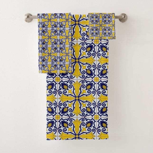 Carreaux portugais en bleu et jaune pour Noël (En situation)