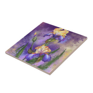 Carreaux pourpres Iris Fleurs