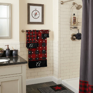 Carreaux rouges et noirs avec monogramme d'étoiles