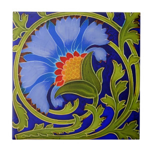 carreaux suédois Fleur bleue vintage