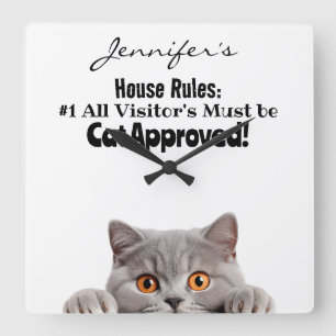 Carrée Adorable Mur de chat drôle Horloge