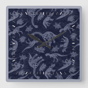 Carrée Âge Des Dinosaures Horloge Motif Du Squelette