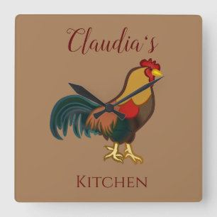 Carrée Agritourisme Rooster Design Cuisine Carré Horloge