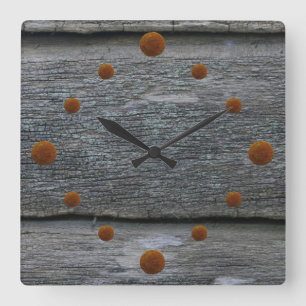 Carrée Ancienne horloge Patinée en bois mural