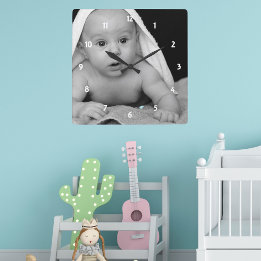 Carrée Bébé mignon Photo Votre Chemin Carré Mur Horloge
