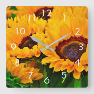Carrée Belle peinture de tournesol d'été horloge