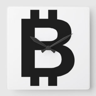 Carrée Bitcoin B Gras Mur Horloge