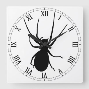 Carrée Black Spider Carré Numéros romains Horloge