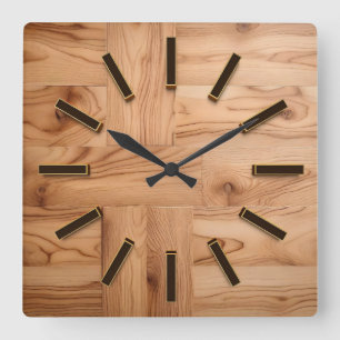 Carrée Bois en 3D Mur Art & Décor Horloge