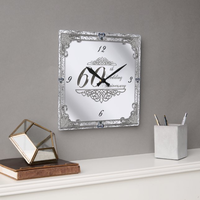 Carrée Bonne horloge du 60e anniversaire du Mariage (Bureau)