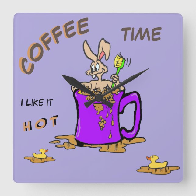 Carrée Bubbling Bunny Café Lover Cust. Horloge (Recto)