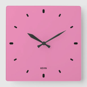 Carrée Buble chewing-gum rose horloge visage et noir heur