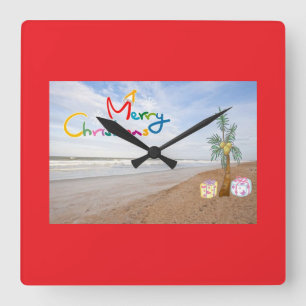 CARRÉE CADRE DE NOËL PLAGE HORLOGE DE NOËL