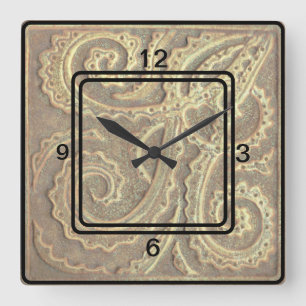 Carrée Carré Horloge Tan Fern image de la mosaïque