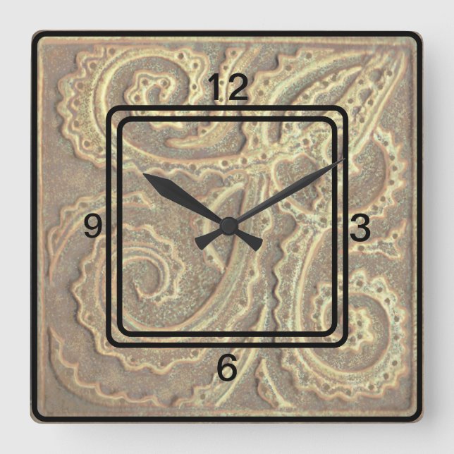 Carrée Carré Horloge Tan Fern image de la mosaïque (Recto)