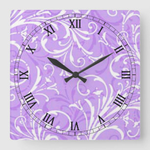 Carrée Carré ornemental violet chiffres romains Horloge